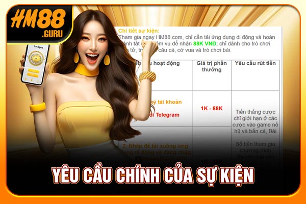 Yêu cầu chính của sự kiện